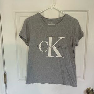Calvin Klein Jeans Brand Graphic Gray T Shirt